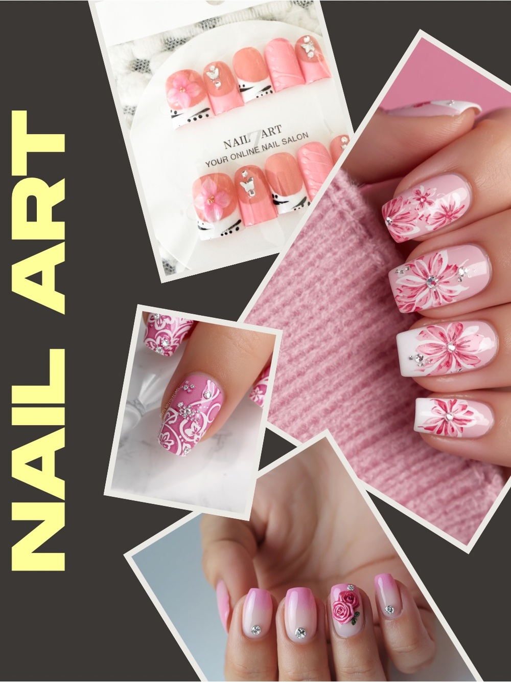 Pink Floral Press-On Nail Set by
